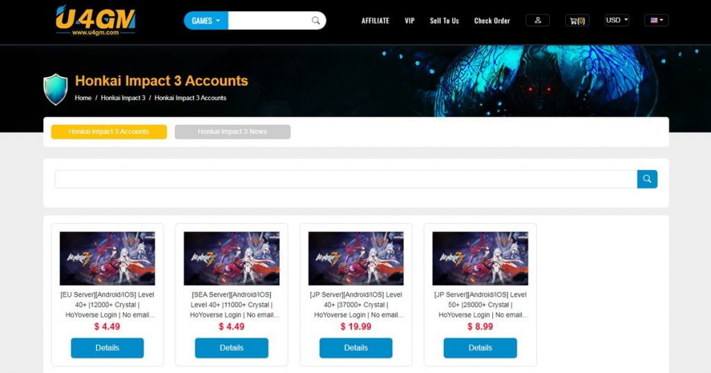 Buy Honkai Impact 3 Accounts at U4gm