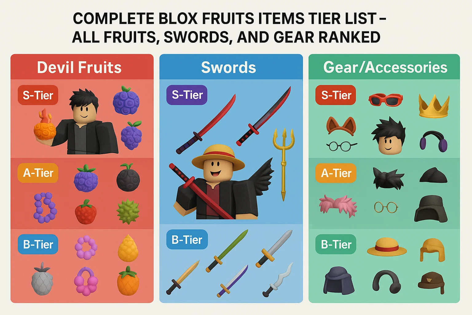 Complete Blox Fruits Items Tier List – All Fruits, Swords, and Gear Ranked